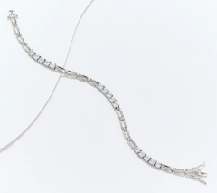 Diamonique Sterling Silver Oval Link Round Cut Bracelet Avg