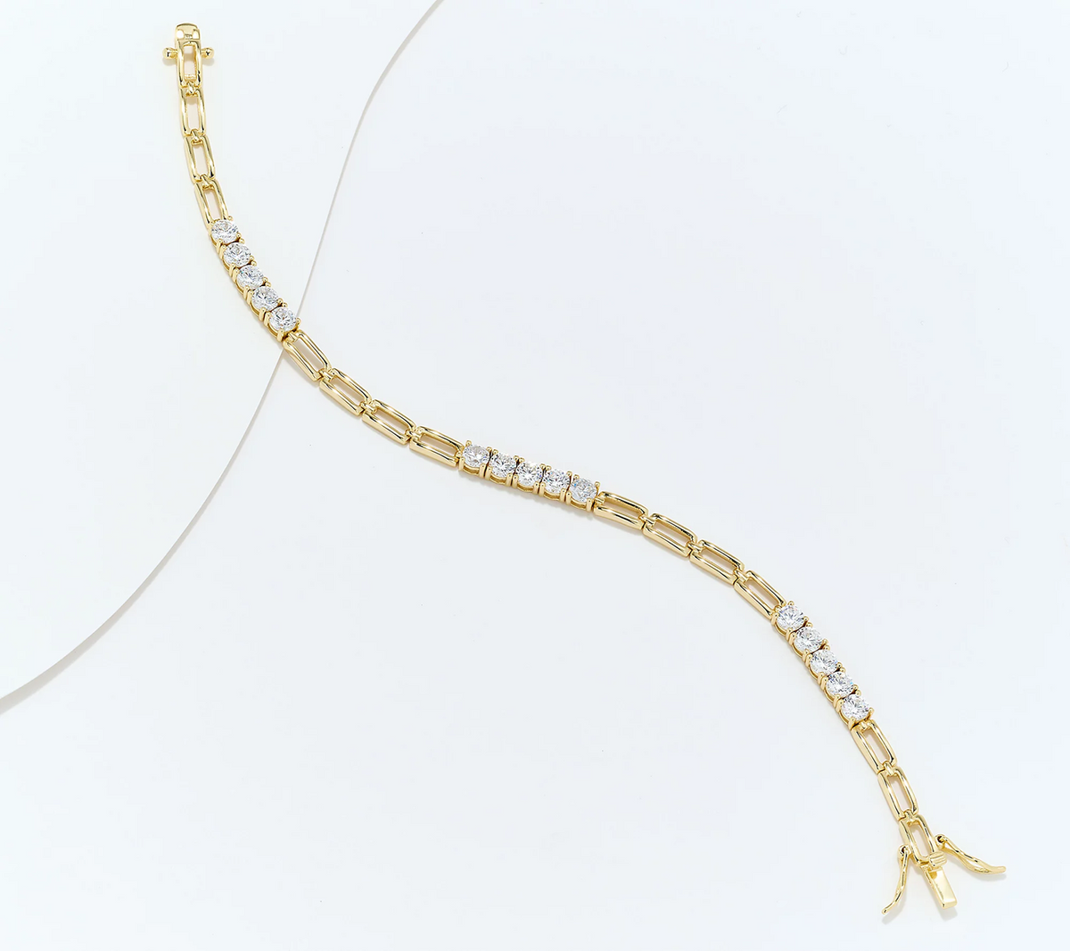 Diamonique Gold-Over Sterling Silver Oval Link Round Cut Bracelet Large