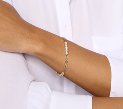 Diamonique Gold-Over Sterling Silver Oval Link Round Cut Bracelet Large