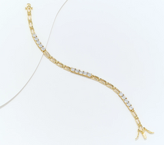 Diamonique Gold-Over Sterling Silver Oval Link Round Cut Bracelet Large