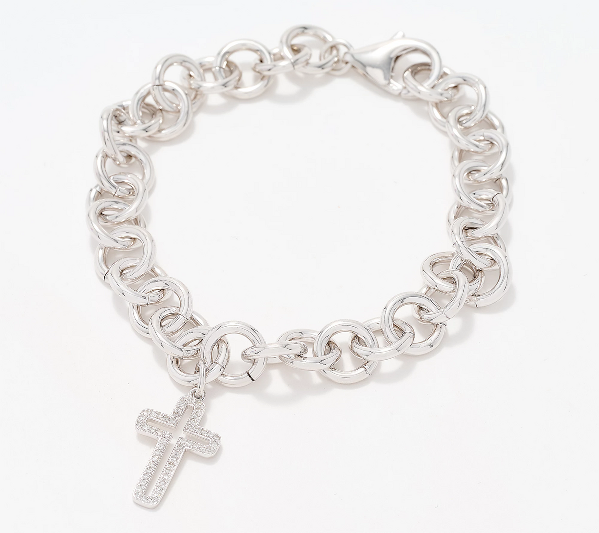 Accents by Affinity Sterling Silver Cross Charm Bracelet Avg