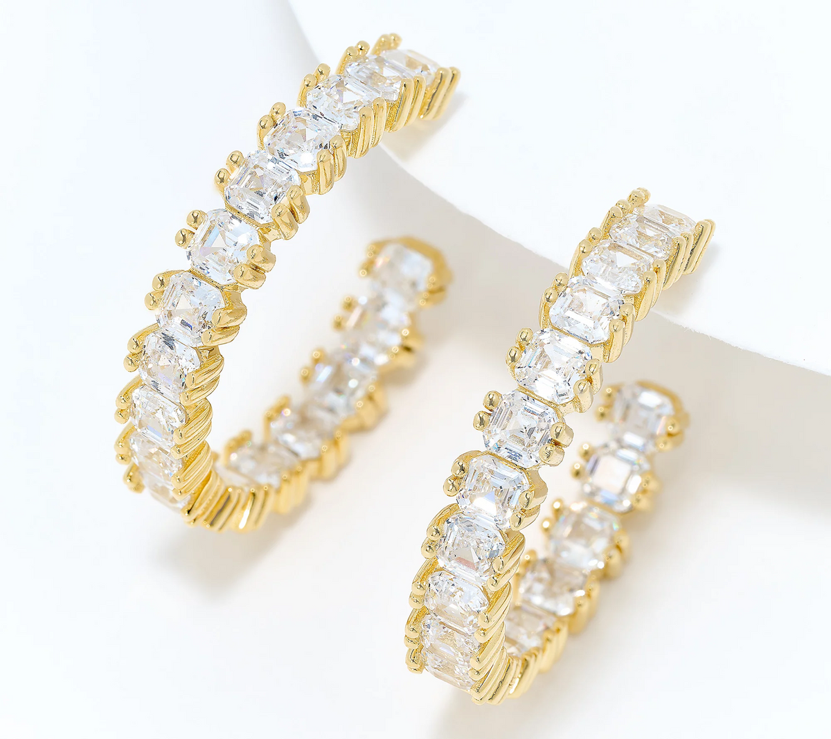 Diamonique 14K Yellow Gold-Plated Sterling Silver Inside Out Hoop Earrings