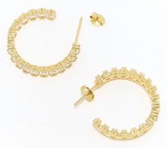 Diamonique 14K Yellow Gold-Plated Sterling Silver Inside Out Hoop Earrings