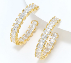 Diamonique 14K Yellow Gold-Plated Sterling Silver Inside Out Hoop Earrings