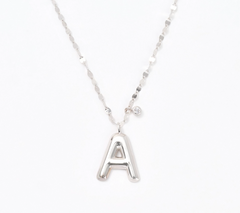 Diamonique Rhodium-Plated Sterling Silver Boxed Layered Chain w/"A" Initial Necklace