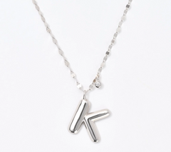 Diamonique Rhodium-Plated Sterling Silver Boxed Layered Chain w/"K" Initial Necklace