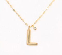 Diamonique 14K Plated Sterling Silver Boxed Layered Chain w/"L" Initial Necklace