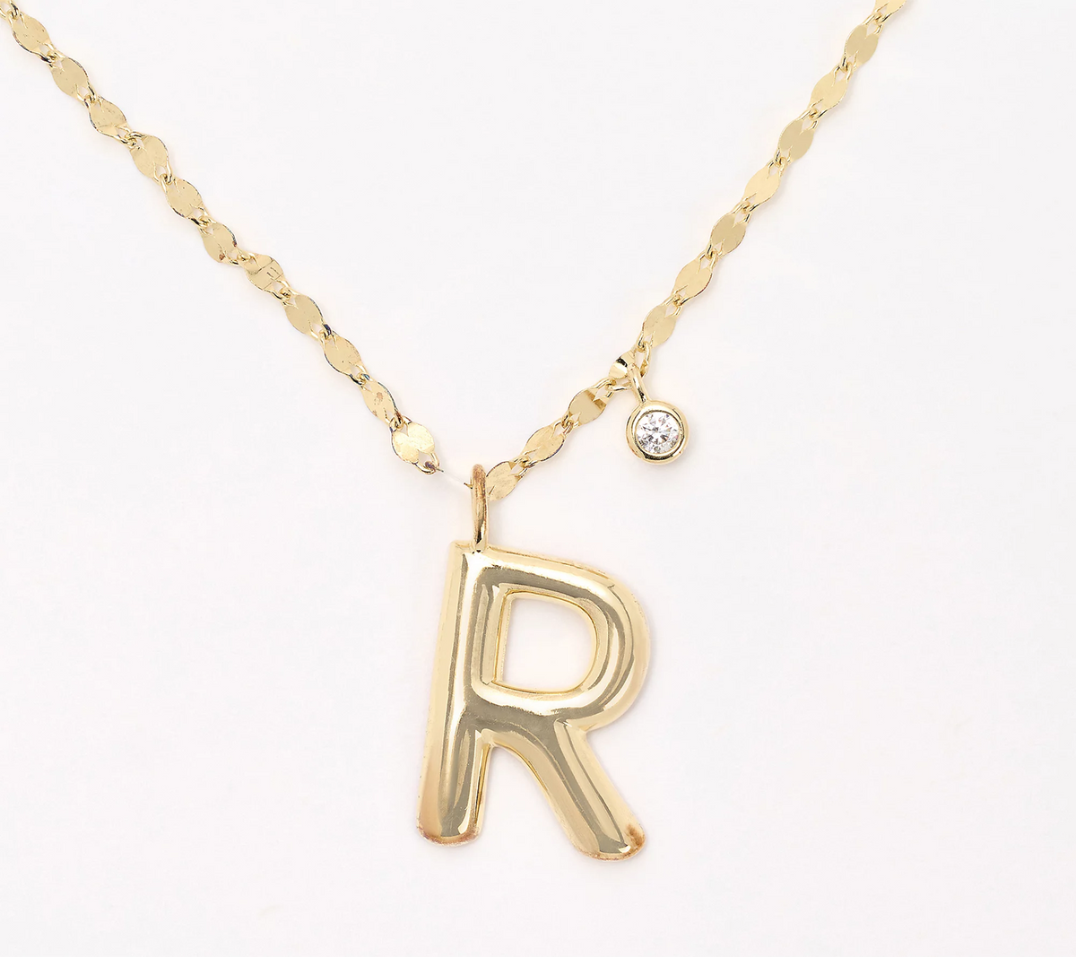 Diamonique 14K Plated Sterling Silver Boxed Layered Chain w/ "R" Initial Necklace