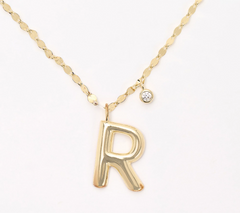 Diamonique 14K Plated Sterling Silver Boxed Layered Chain w/ "R" Initial Necklace
