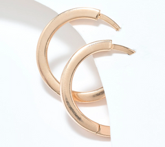 UltraFine 950 Silver Rose Gold Tone Safety Lock 1" Hoop Earrings