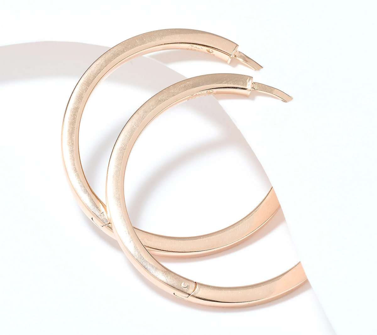 UltraFine 950 Silver Rose Gold Tone Safety Lock 1-1/2" Hoop Earrings