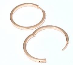 UltraFine 950 Silver Rose Gold Tone Safety Lock 1-1/2" Hoop Earrings