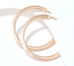 UltraFine 950 Silver Rose Gold Tone Safety Lock 1-1/2" Hoop Earrings