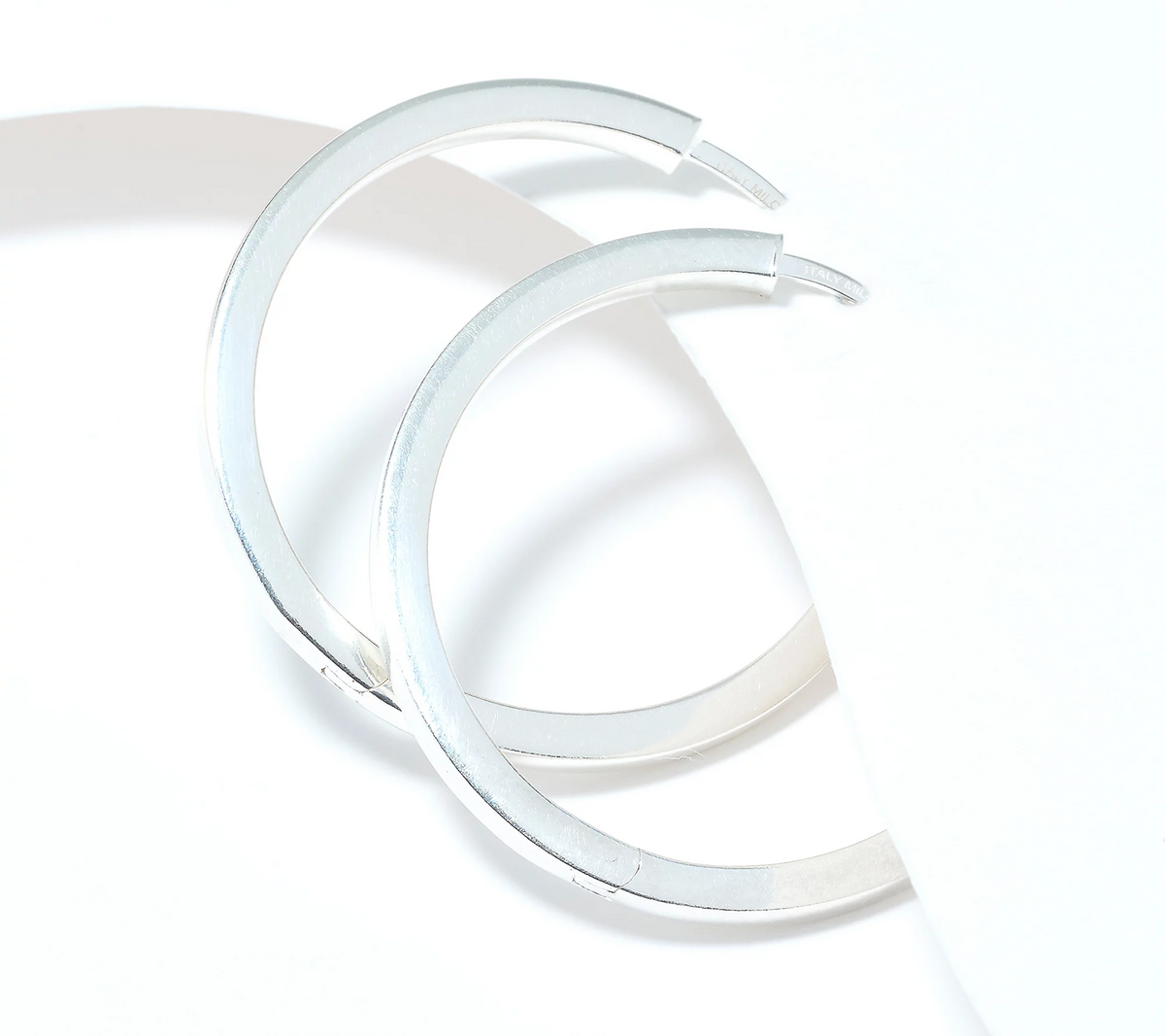 UltraFine 950 Silver Safety Lock 1-1/2" Hoop Earrings