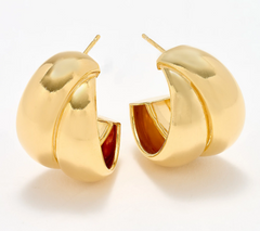 UltraFine 950 Silver Gold Tone Double Nested 7/8" Hoop Earrings