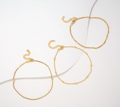 UltraFine 950 Silver Yellow Set of 3 9" + 2" Anklets