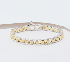 UltraFine 950 Silver Two Tone Panther Link Chain Bracelet Large