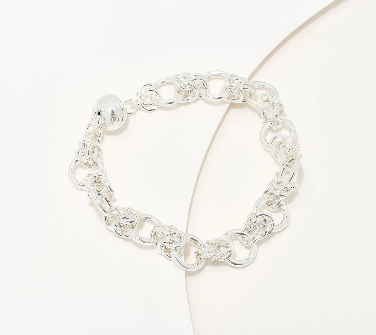 UltraFine 950 Silver Circle Link Bracelet with Magnetic Clasp Avg