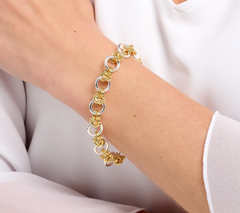UltraFine 950 Silver Two Tone Circle Link Bracelet with Magnetic Clasp Large