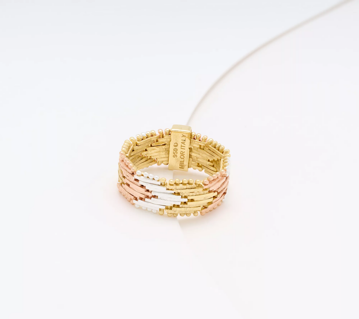 UltraFine 950 Silver Tri Tone Riccio Ring Size 9