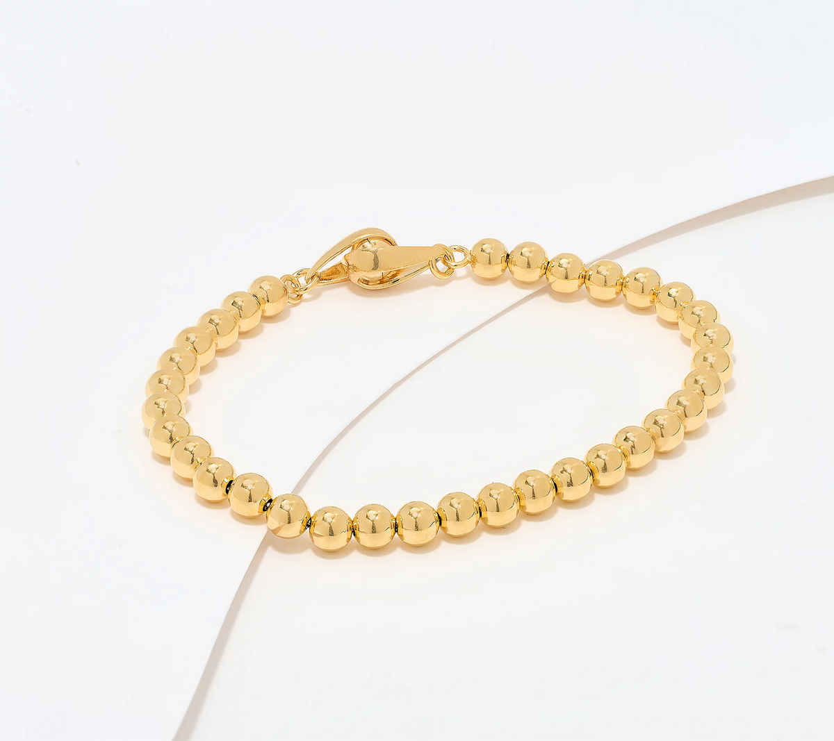 UltraFine 950 Silver Gold Tone Beaded Chain Magnetic Clasp Bracelet Small