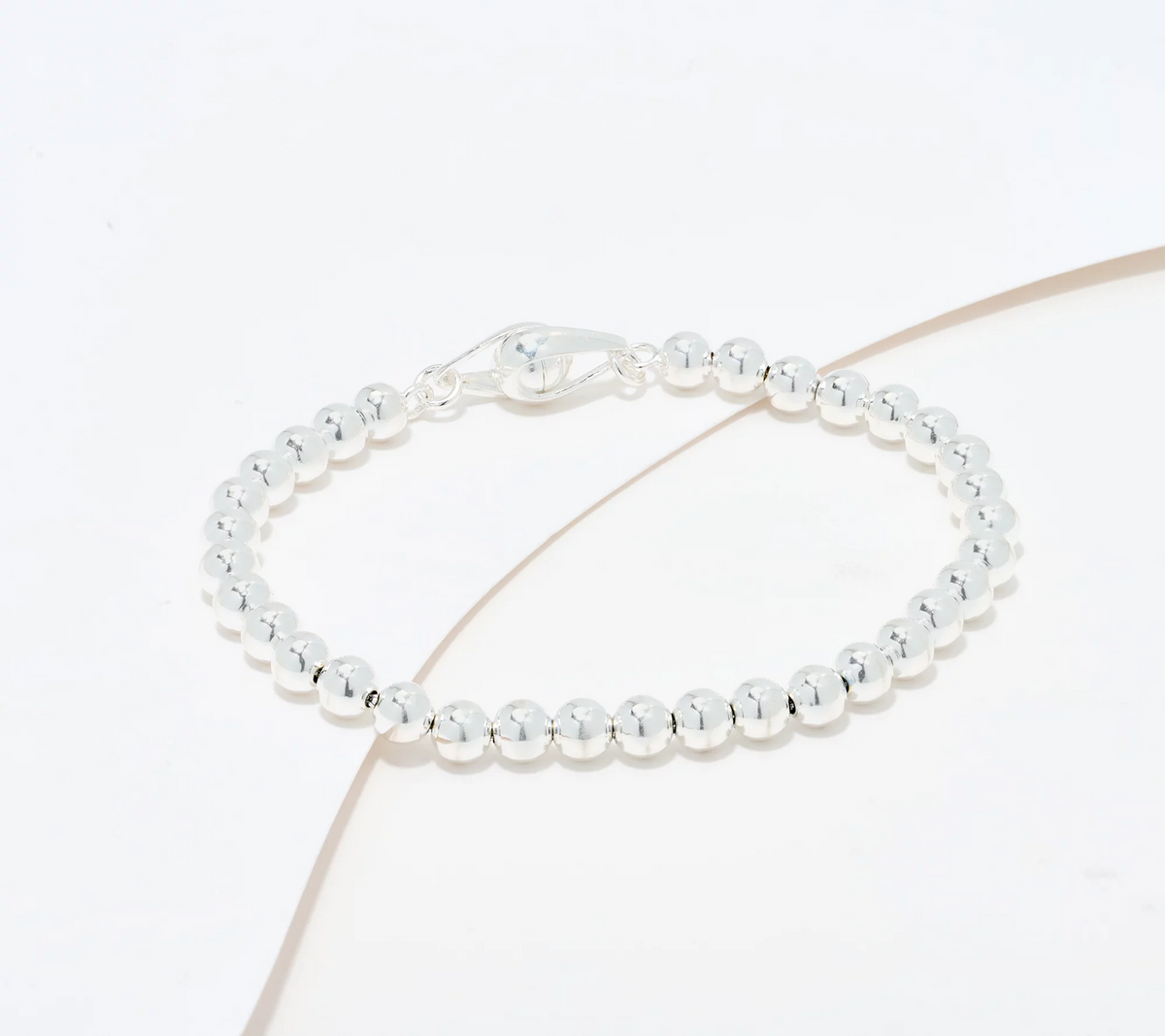 UltraFine 950 Silver Beaded Chain Magnetic Clasp Bracelet Small