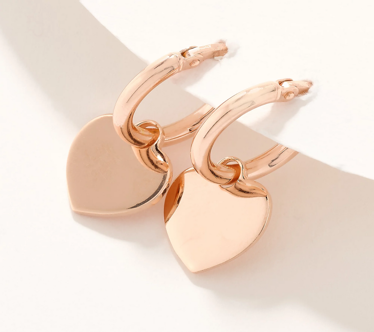 UltraFine 950 Silver Rose Gold Tone Heart Motif Earrings