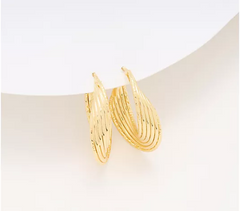 UltraFine 950 Silver 6-Row 1-1/4" Interlocking Gold Tone Hoop Earrings