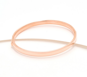 UltraFine Polished Rose Tone Safety Lock 5.5mm Bangle Avg