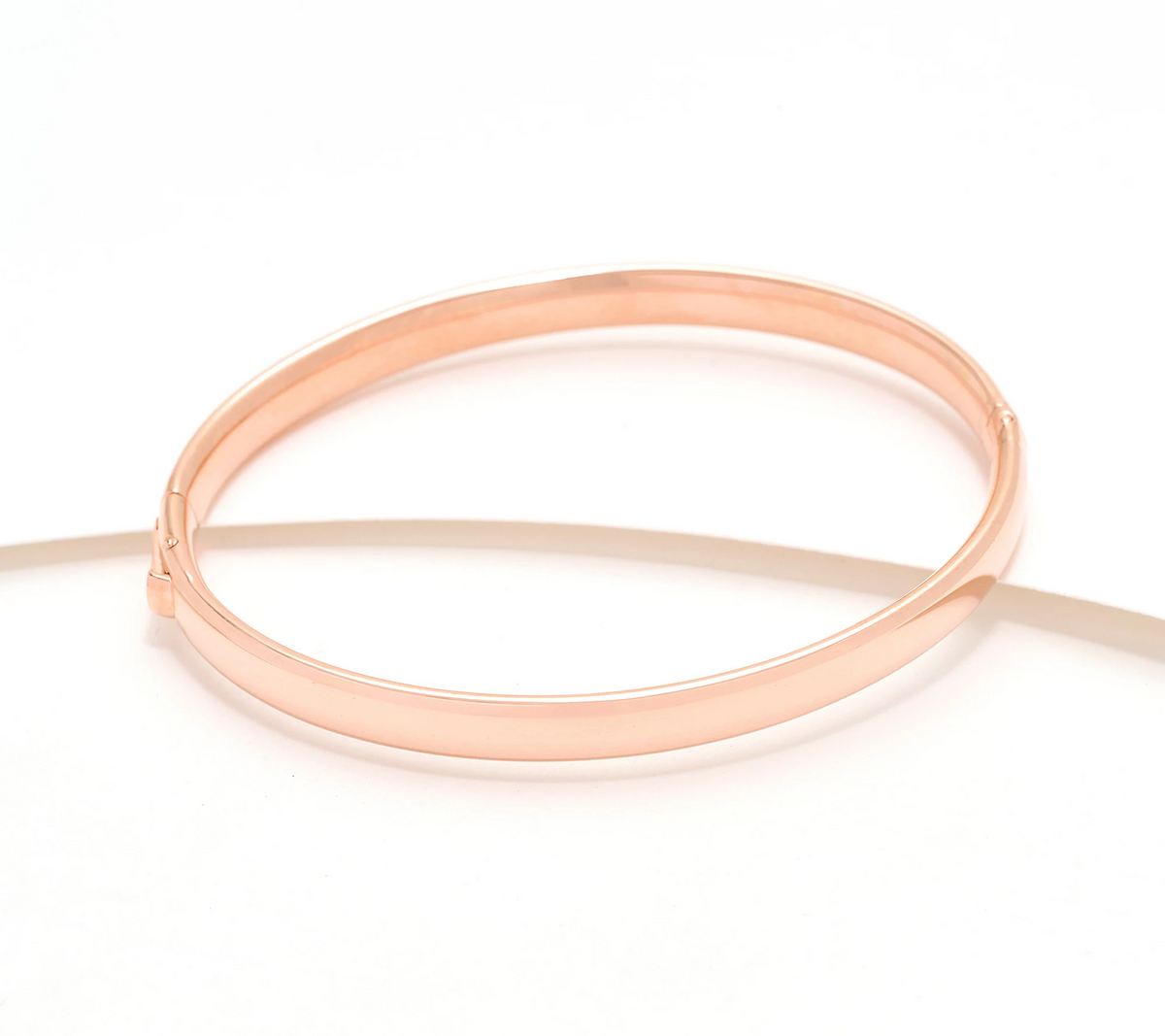 UltraFine Polished Rose Tone Safety Lock 5.5mm Bangle Avg