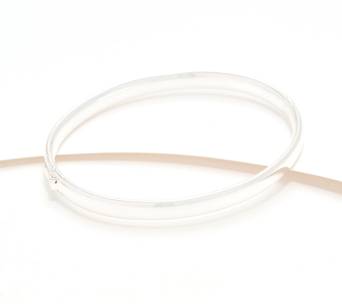 UltraFine Polished Silver Tone Safety Lock 5.5mm Bangle Large