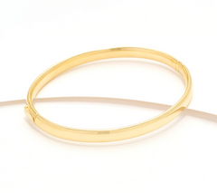 UltraFine Polished Gold Tone Safety Lock 5.5mm Bangle Avg