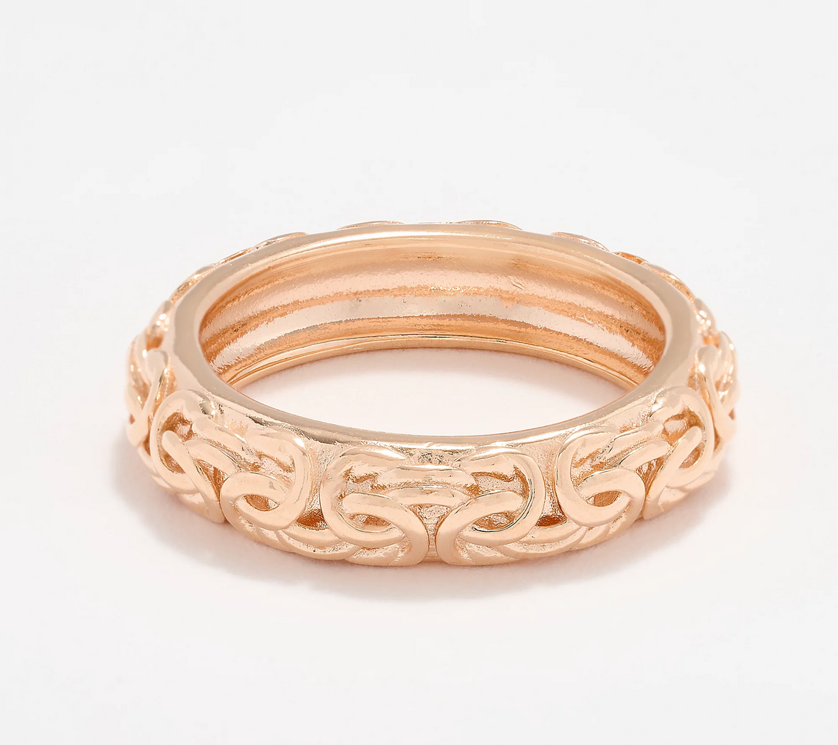 UltraFine 950 Silver Rose Tone 5mm Byzantine Ring Size 8