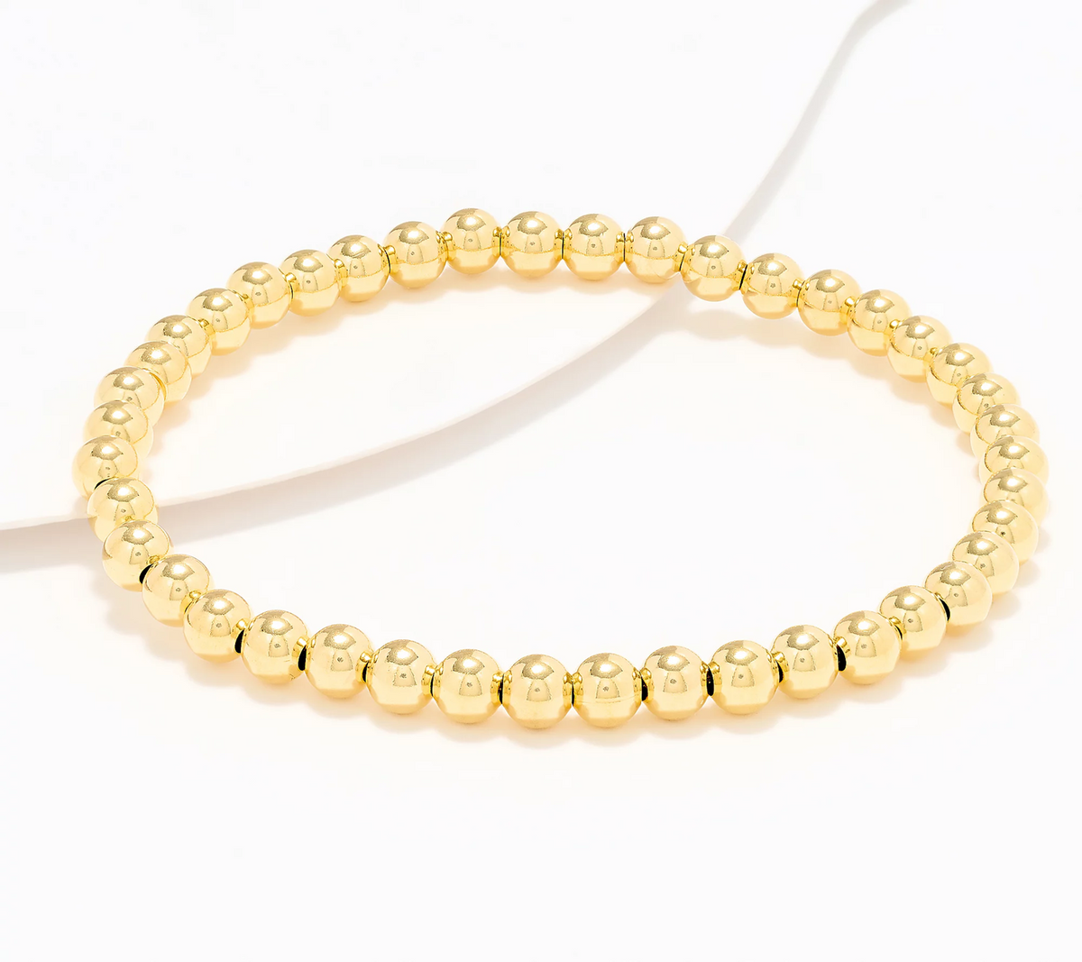 UltraFine 950 Silver Gold Tone Polished 5mm Bead Bracelet Small/Avg