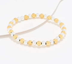 UltraFine 950 Silver Two Tone Polished 5mm Bead Bracelet Avg/Large