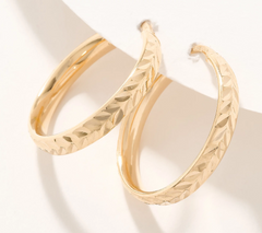 UltraFine 950 Silver Gold Tone Diamond Cut 1" Hoop Earrings