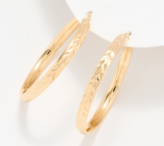 UltraFine 950 Silver two Tone Diamond Cut 1-1/2" Hoop Earrings