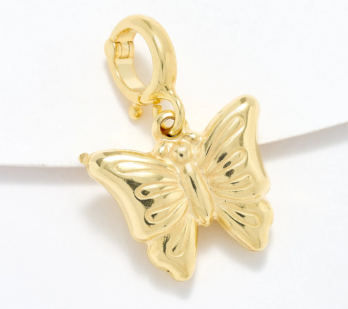 UltraFine 950 Silver 18K Yellow Plated Butterfly Motif Enhancer Charm