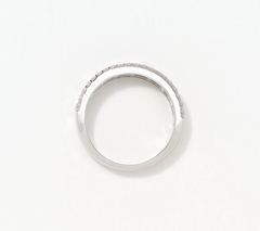 Diamonique Sterling Silver Station Band Ring, Size 7