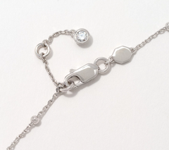Diamonique Sterling Silver Chain Station Bracelet Avg