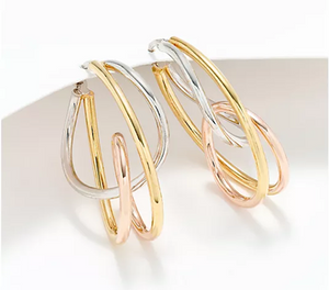 David Markstein Tri Color Bronze 1-1/4" Multi-Circle Hoop Earrings