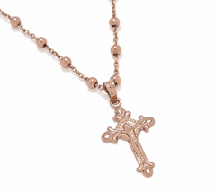 David Markstein Mocha-Plated Sterling Silver Cross Pendant w/ Beaded Station Chain