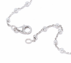 David Markstein Sterling Silver Two Tone Cross Pendant w/ Beaded Station Chain