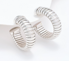 David Markstein White Bronze 1" Tubogas Hoop Earrings