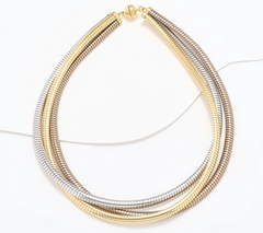 David Markstein Tri-Color Mocha Bronze Three Strand Magnetic Tubogas Necklace