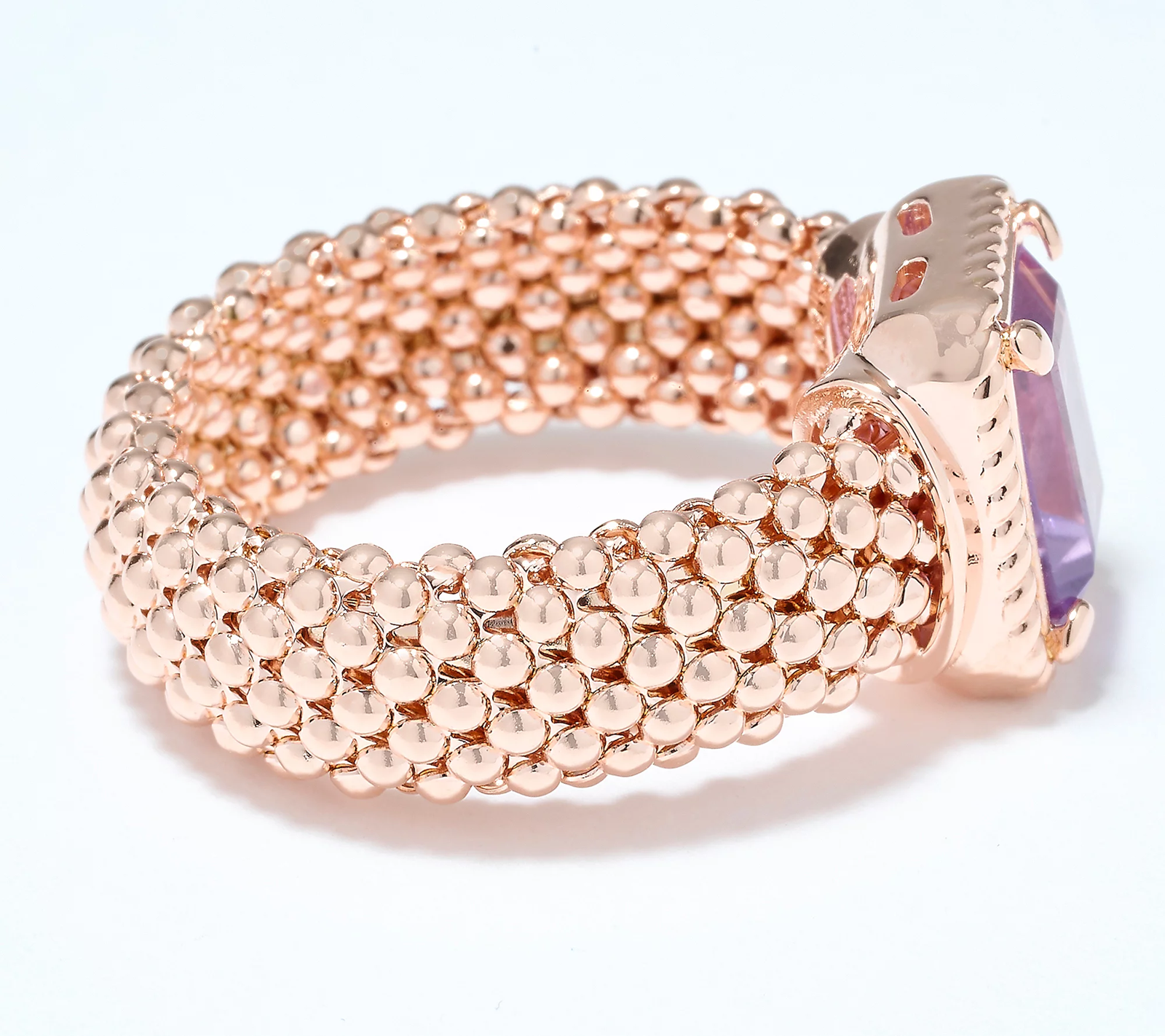 David Markenstein Rings David Markstein Debut Rose Clad Bronze Mesh Emerald Cut Amythest Ring ...