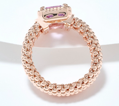 David Markstein Debut Rose Clad Bronze Mesh Emerald Cut Amythest Ring Size 5