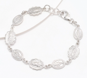 David Markstein Sterling Silver Religious Medallion Line Bracelet Avg