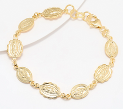 David Markstein 18KT Gold-Plated Sterling Religious Medallion Line Bracelet Avg