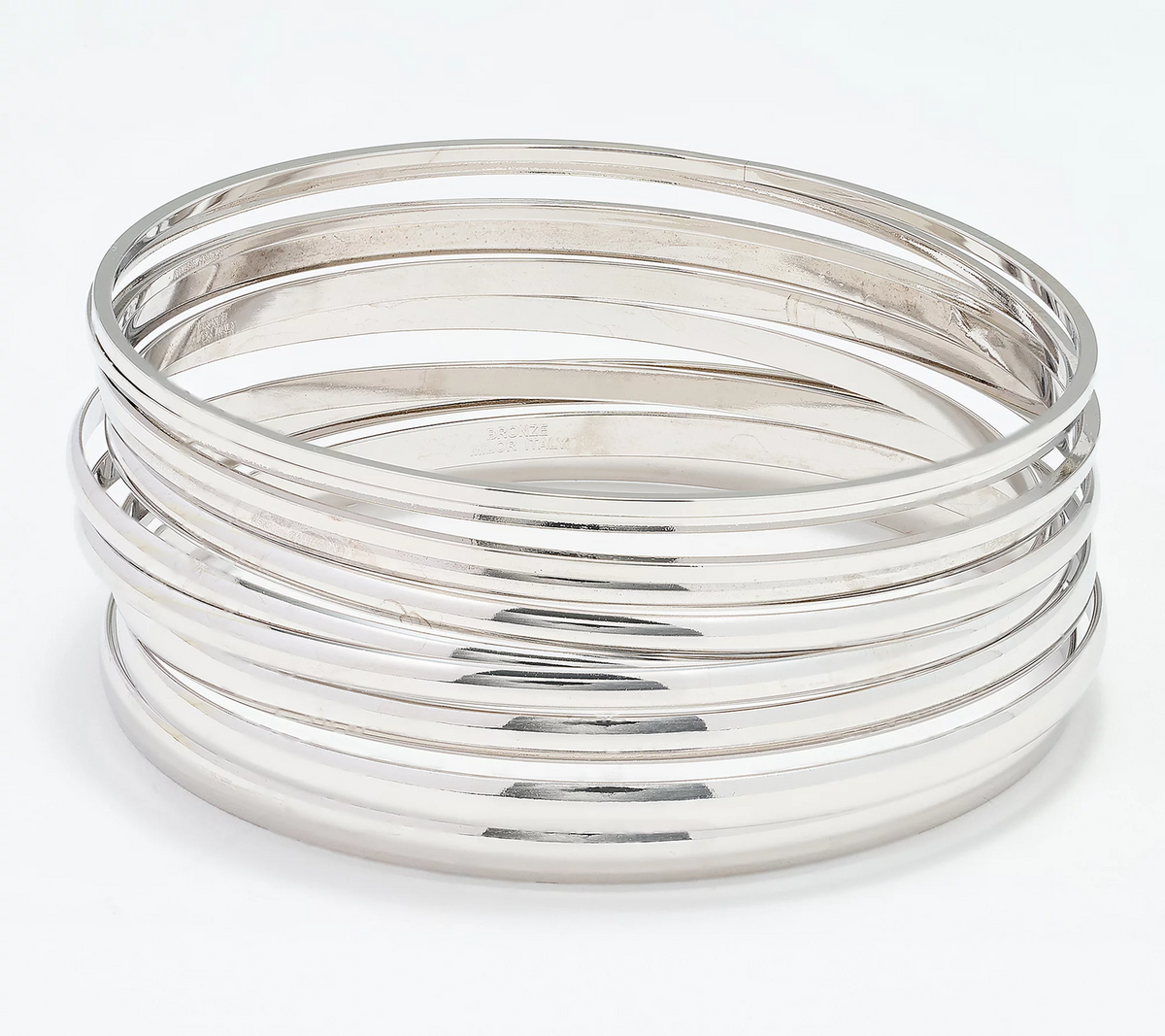 David Markstein Premiere White Bronze Set of 10 Luxe Slip On Bangles Large